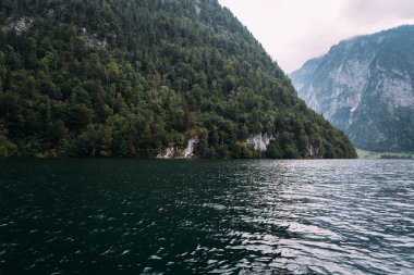 Konigssee Bavyera doğal görünümünü bir sisli gün