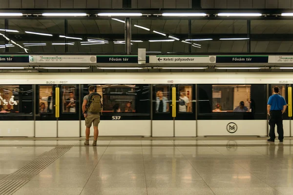 Vista interior de Fovam ter, una estación de metro de Budapest en la línea 4 —  Fotos de Stock