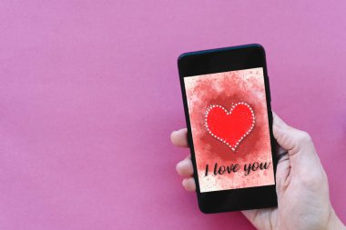 Sevgililer Günü Satılık arka plan smartphone ekranında