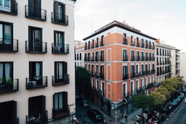 High angle view of buildings in Chueca district in Madrid  clipart