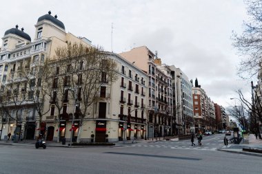 Luxury shopping street in Madrid clipart