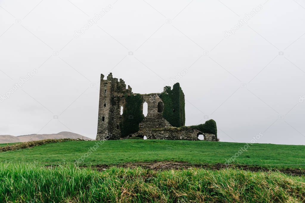Old ruins of the castle of Cahersiveen in Ireland
