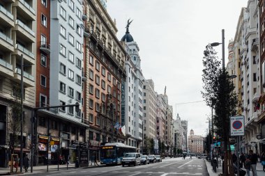 Madrid, İspanya 'daki Gran Via Bulvarı