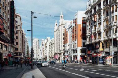 Madrid, İspanya 'daki Gran Via Bulvarı