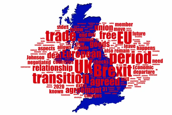 Royaume Uni Brexit Concept Nuage Mots Clés Sur Carte Britannique — Photo