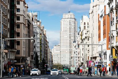 Madrid, İspanya 'daki Gran Via Bulvarı