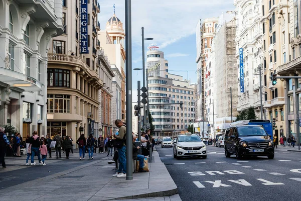 Gran Via avenue in centre of Madrid, Spain — Stock Photo, Image