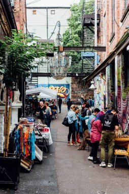 Oslo 'daki Grunerlokka' daki Ingens Gate bölgesinde sokak manzarası