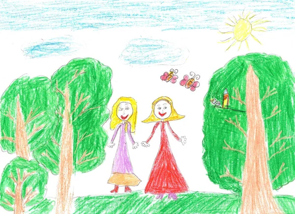 Child's drawing happy family