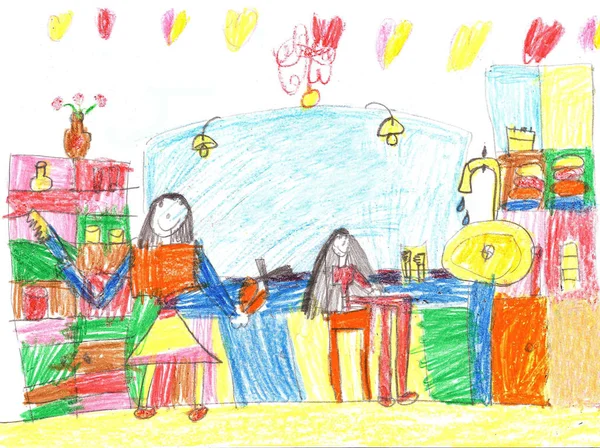 Dessin d'enfant d'un salon de coiffure — Photo