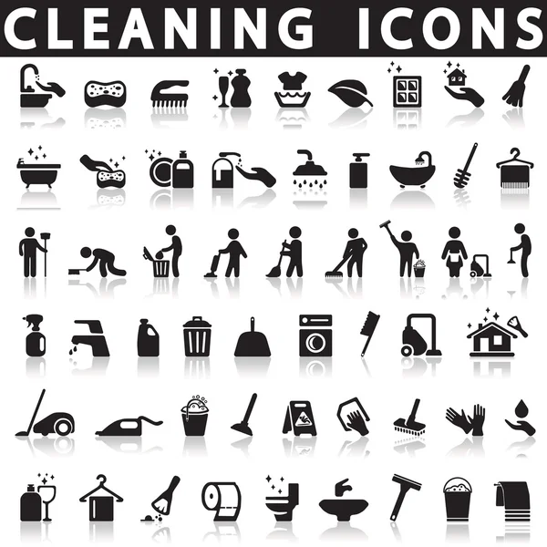 Iconos de limpieza sobre un fondo blanco — Vector de stock
