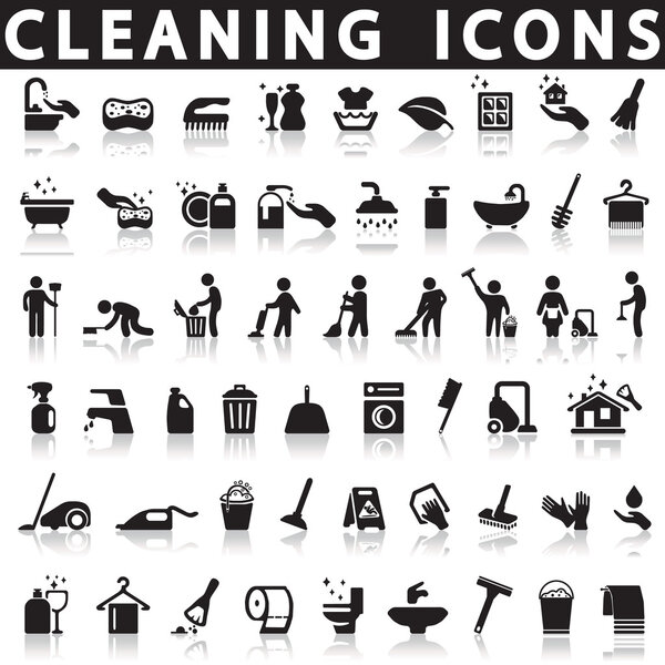 Cleaning icons on a white background 