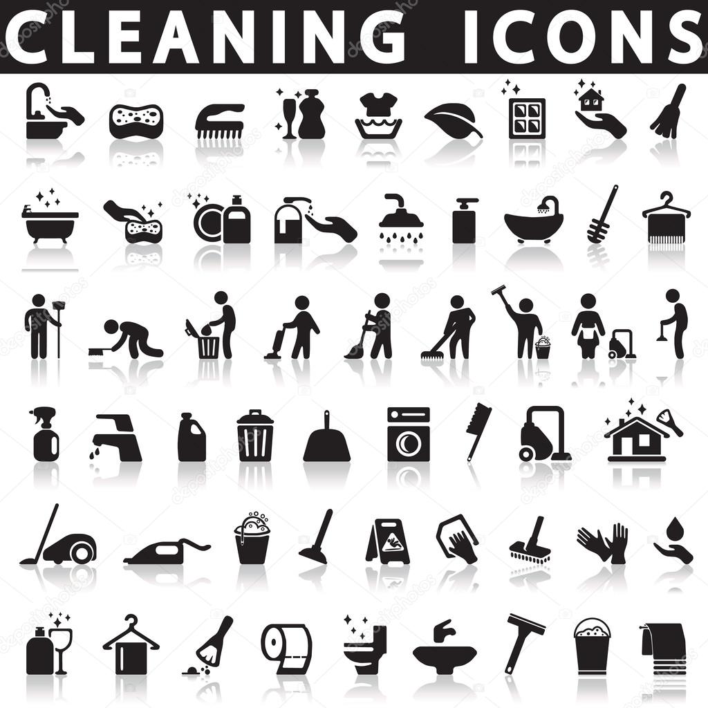 Cleaning icons on a white background 