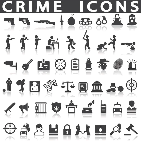 Iconos del crimen sobre un fondo blanco — Vector de stock