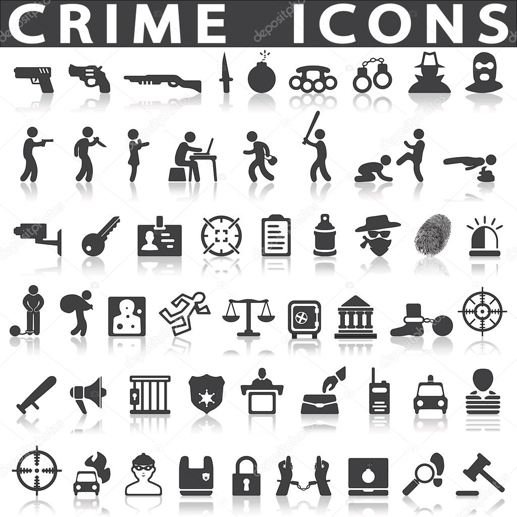 crime icons on a white background