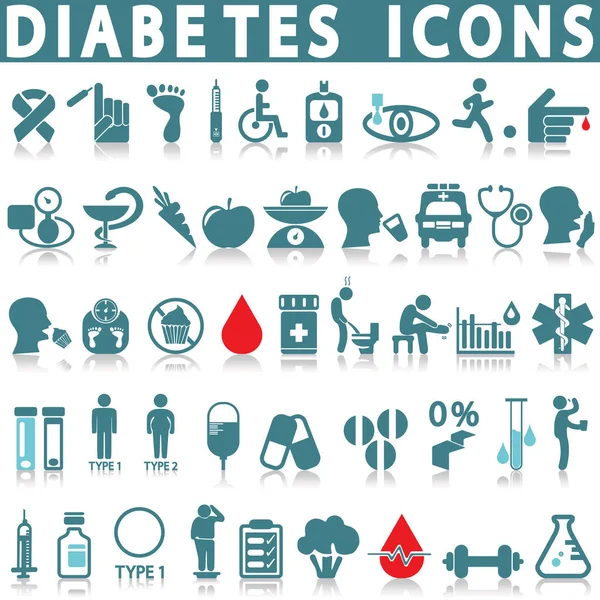 Conjunto de iconos de diabetes — Vector de stock