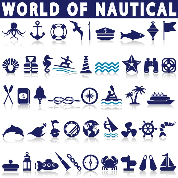 Set of nautical or naval icons — Stock Vector
