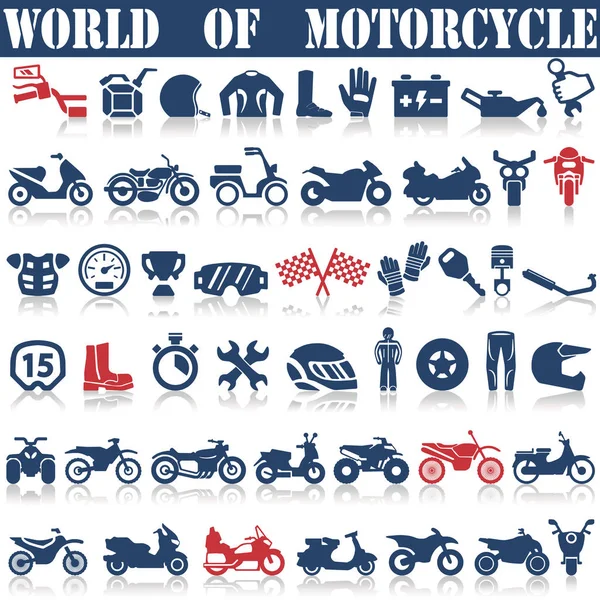 Establecer iconos de la motocicleta — Vector de stock