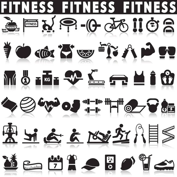 Iconos de fitness vector set iconos — Vector de stock