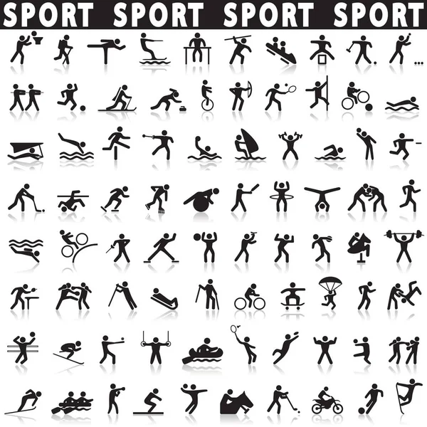 Icons set spor. Vektör şekilleri sporcular. Siyah rakamlar sporcular. 