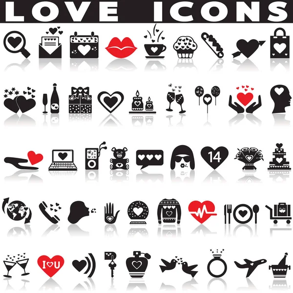 Love Icons Set White Background Shadow — Stock Vector