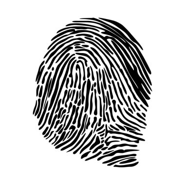 Beyaz bir arka plan üzerinde izole gerçekçi parmak izi. Parmak izi simgesi. Siyah parmak izi. Vektör parmak izi.