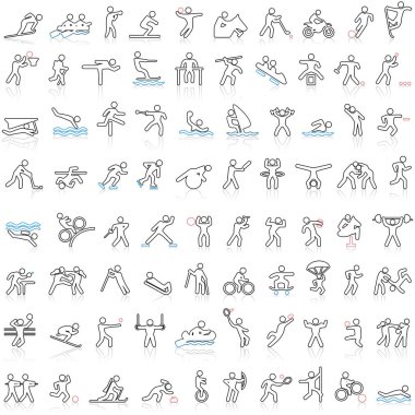 Spor satırı simgesi seti, oyun sembolleri koleksiyonu