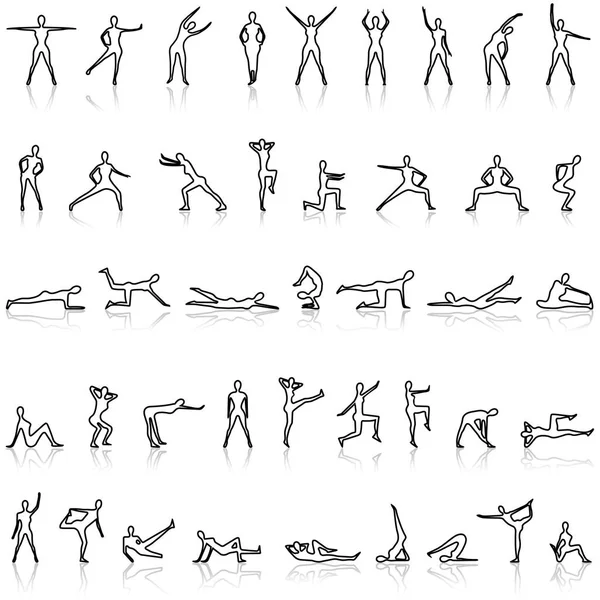 Health Fitness Sport Icons Sets White Background Shadow — Stock Vector