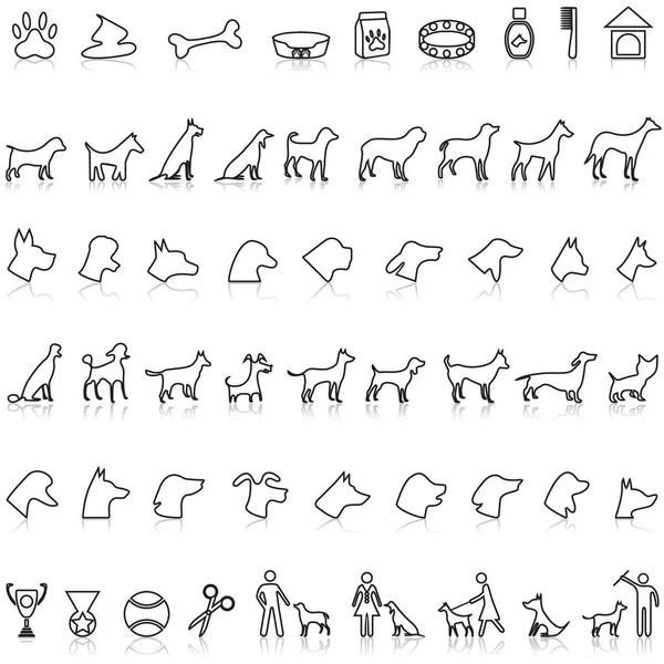 Dog icons set on a white background with shadow