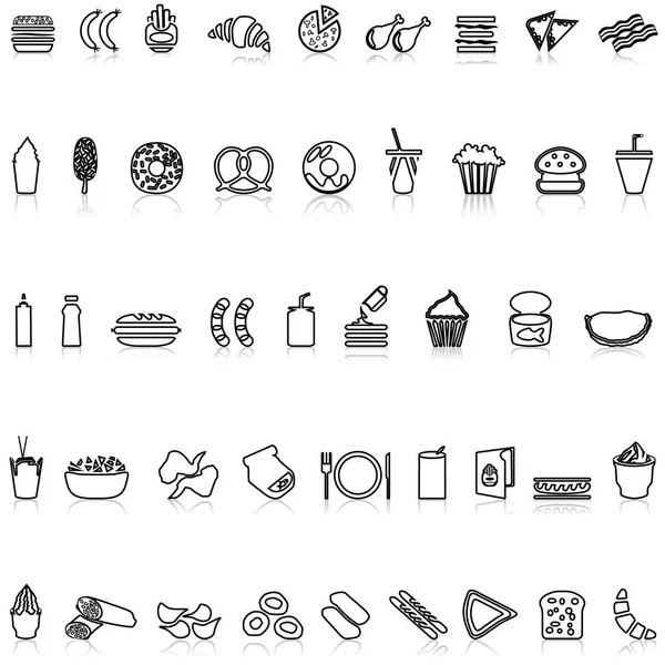 Food icons. Food and Drink line icon set on a white background with shadow