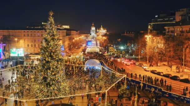 Timelapse of Christmas celebration in Ukraine — Stock Video