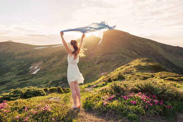 La mujer siente libertad y disfruta de la naturaleza —  Fotos de Stock