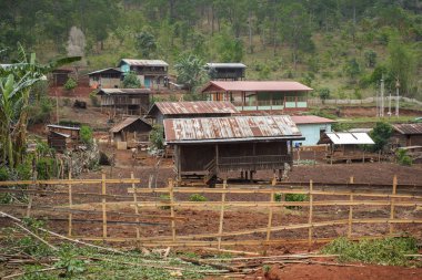 Myanmar otantik ve yoksul hayat Pan Pet Köyü