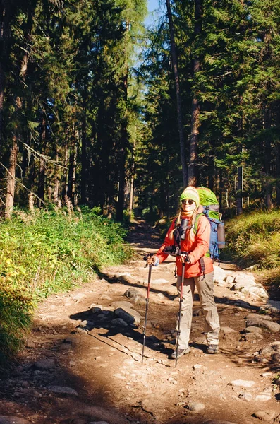 Молодая туристка в лесу Словакии — стоковое фото
