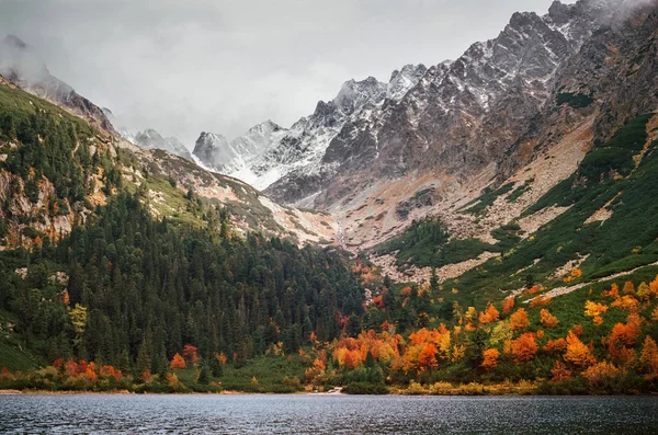 Atemberaubendes Panorama von popradske pleso im Frühling, Slowakei — Stockfoto