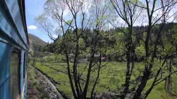 Time Lapse Vagone Lungo Treno Movimento Attraverso Montagne Vista Dal — Video Stock