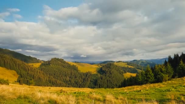 Temps Écoulé Montagnes Couper Souffle Panorama Paysage Nuages Coulant Sur — Video