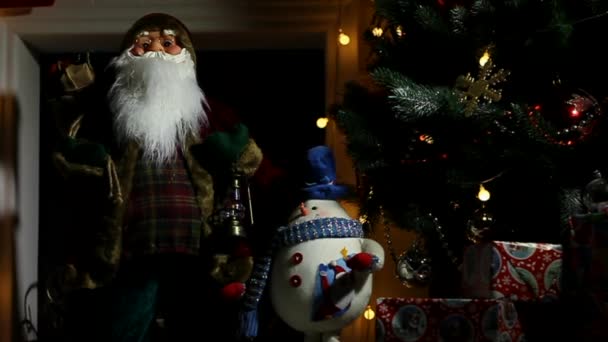 Weihnachtsmann Auf Einem Hintergrund Der Erleuchtung — Stockvideo