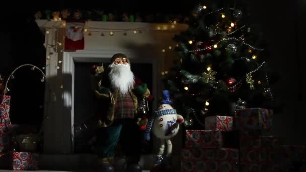 Santa Claus Sobre Fondo Iluminación — Vídeo de stock