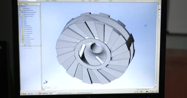 Engenheiros Visualizam Desenho Peça Tela Monitor — Vídeo de Stock