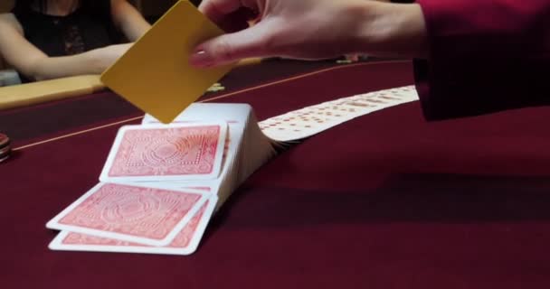 Dealer Mischia Carte Poker — Video Stock