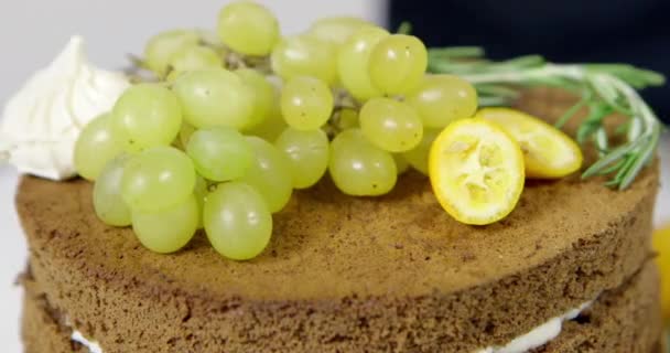 Ricette Cucina Uve Verdi Sulla Torta — Video Stock