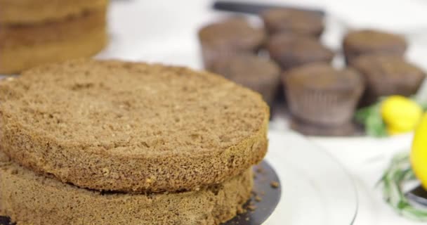 Cuisine Recipes Chocolate Cake Shortcakes — Stock Video