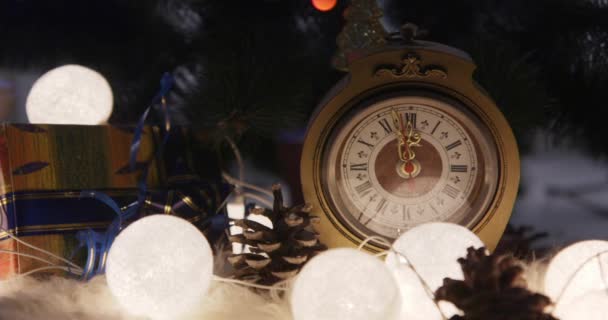 Relógio Natal Fundo Ano Novo — Vídeo de Stock