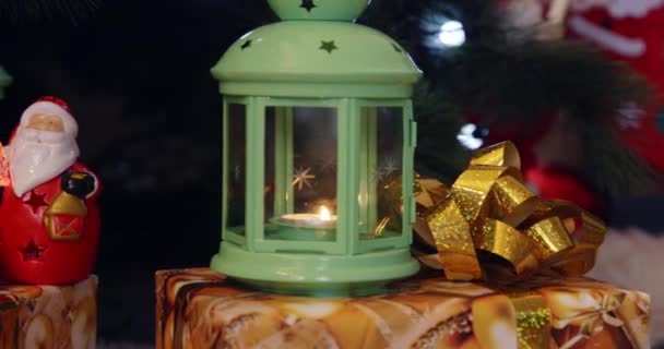 Lâmpada Lanterna Natal Luz Fundo Ano Novo — Vídeo de Stock