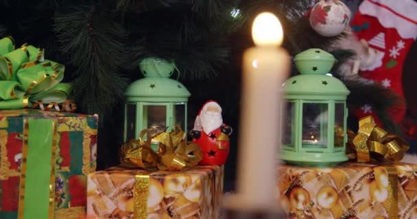 クリスマスの提灯の灯 新年の背景 — ストック動画