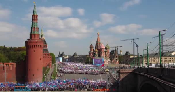 Moskau Russland Mai 2019 Touristendemonstration Feiertag Der Arbeit Auf Kremlin — Stockvideo