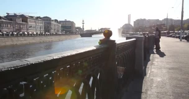 Москва Россия Мая 2019 Года Москва Река Большой Москворецкий Мост — стоковое видео