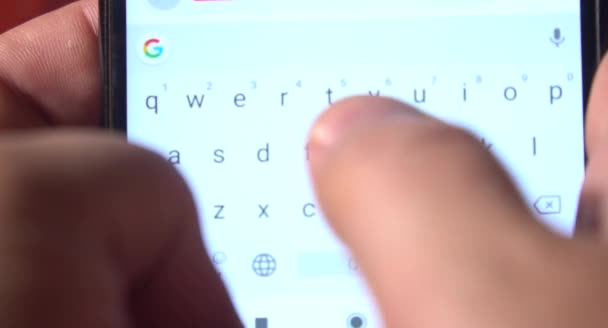 Man Writes Texting Sms Message Using Smartphone Male Texting Mobile — Stock Video