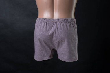 Mankenin üstünde erkek donu var. İzole bir arkaplanda.